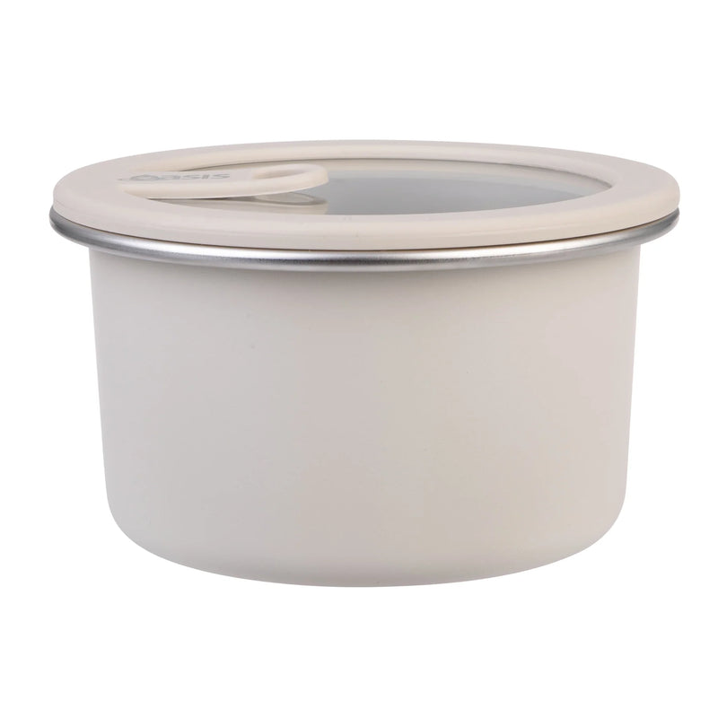 Oasis Microwave Safe Stainless Steel Round Container - Oat - 680ml