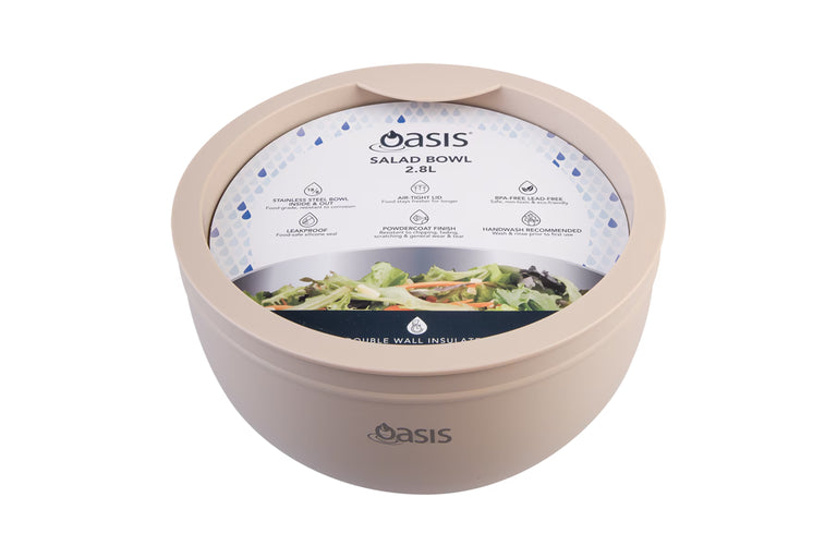 Oasis Stainless Steel Double Wall Salad Bowl Oat 2.8L