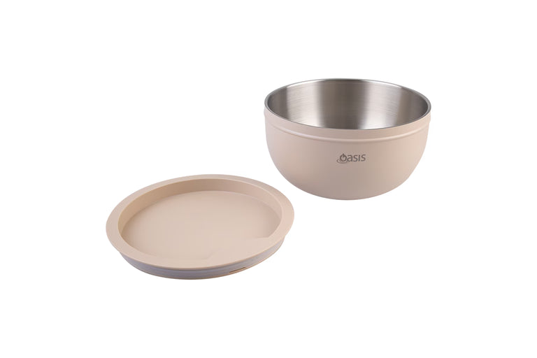 Oasis Stainless Steel Double Wall Salad Bowl Oat 2.8L