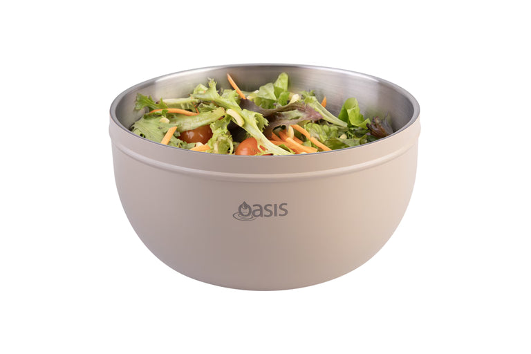 Oasis Stainless Steel Double Wall Salad Bowl Oat 2.8L