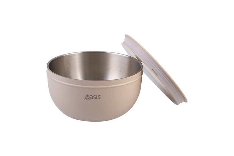 Oasis Stainless Steel Double Wall Salad Bowl Oat 2.8L