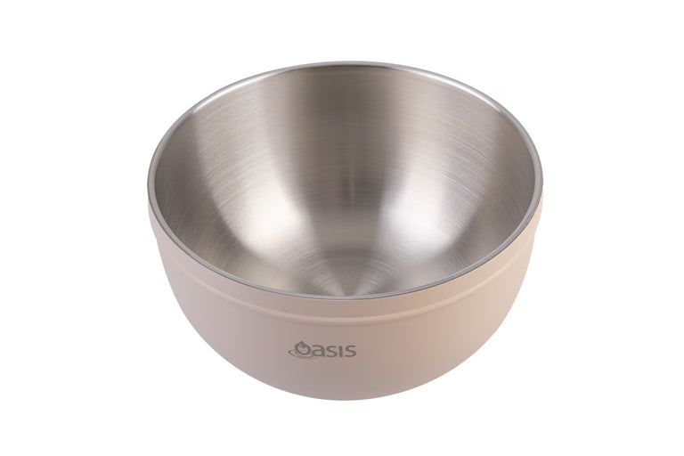 Oasis Stainless Steel Double Wall Salad Bowl Oat 2.8L