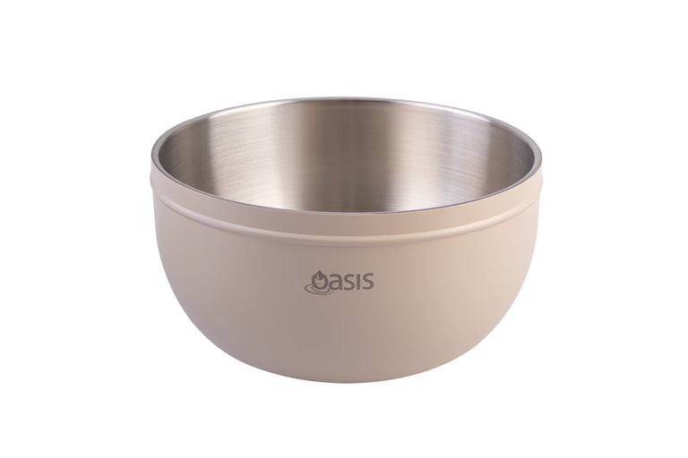 Oasis Stainless Steel Double Wall Salad Bowl Oat 2.8L