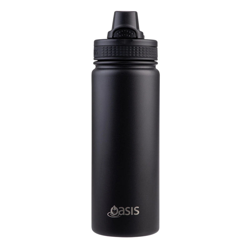 Oasis Challenger Insulated Quick Release Sports Bottle 1.1L Black - Double Wall Stainless Steel