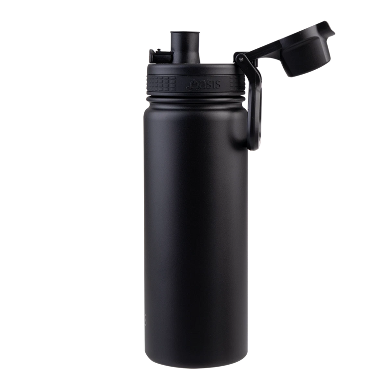 Oasis Challenger Insulated Quick Release Sports Bottle 1.1L Black - Double Wall Stainless Steel
