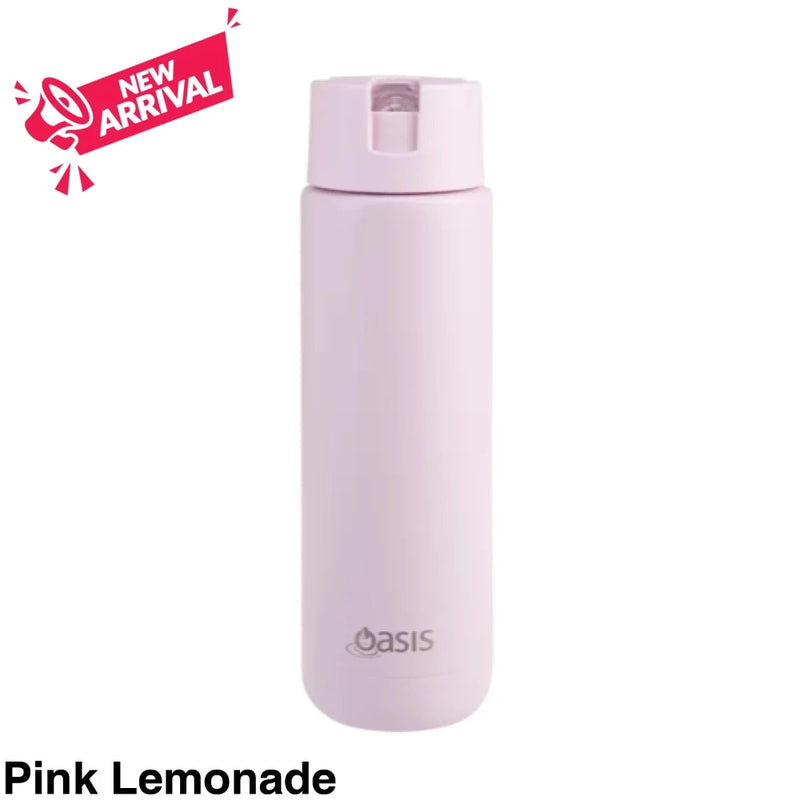 Oasis Ceramic Lined S/S Triple Wall Insulated "Moda" Drink Bottle 700ml Pink Lemonade