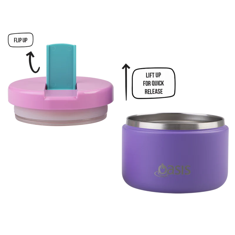 Oasis Food Flask w/ quick release lids 300ml Purple