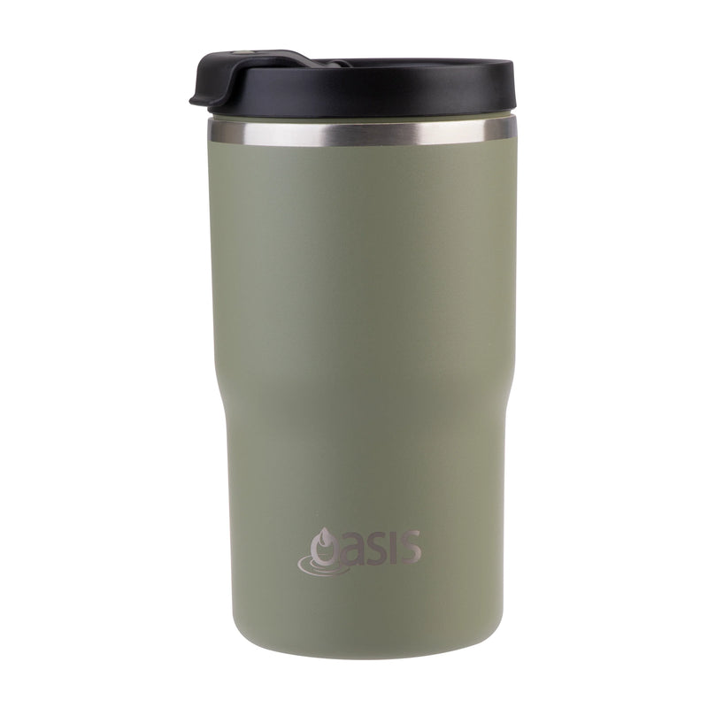 Oasis Ceramic Lined Stainless Steel Double Wall Travel Mug 480ml - Olive Green