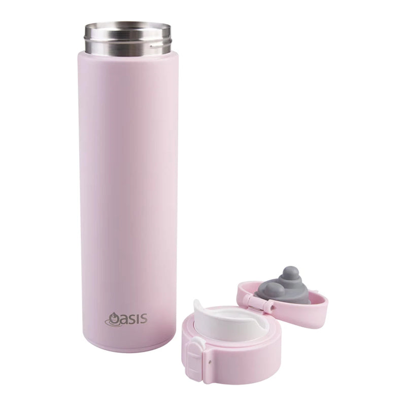 Oasis Stainless Steel Insulated Flip-Top Flask 480ml Pink - Double Wall Vacuum Thermos