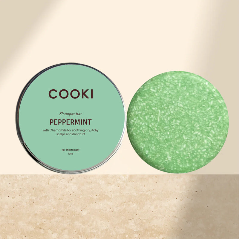 Cooki Haircare Peppermint & Chamomile Shampoo Bar JUMBO With Tin 108g