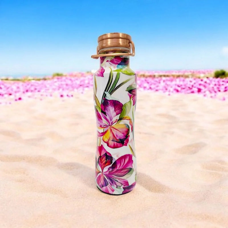 Zurit Copper Water Bottle 800ml Pink Blossom/Floral