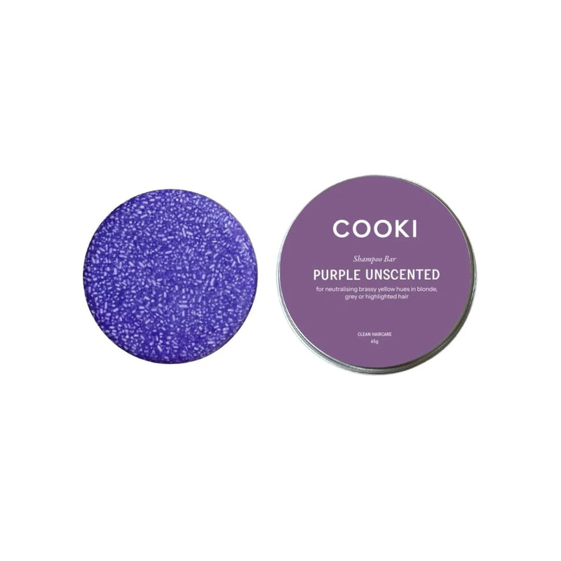 Cooki Haircare Purple Shampoo Bar Unscented With Tin 65g