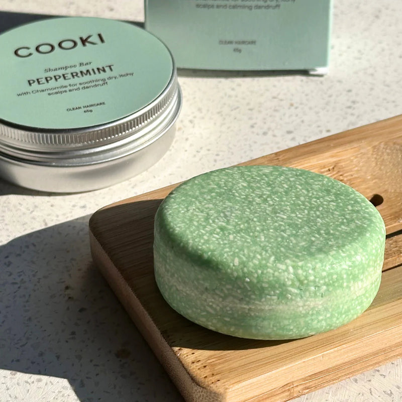 Cooki Haircare Peppermint & Chamomile Shampoo Bar With Tin 65g