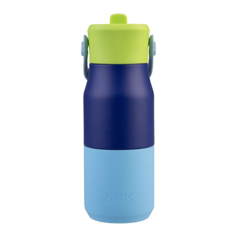 Oasis Junior Insulated Sipper Drink Bottle 400ml Peacock Blue - Double Wall Stainless Steel Kids Thermos