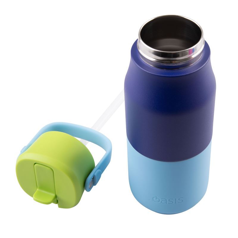 Oasis Junior Insulated Sipper Drink Bottle 400ml Peacock Blue - Double Wall Stainless Steel Kids Thermos