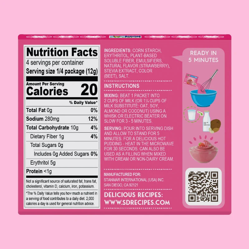 Simply Delish Sugar Free Instant Pudding Strawberry 48g