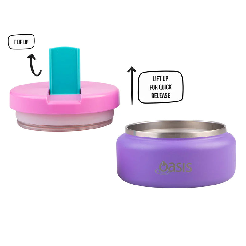 Oasis  S/S Double Wall Food Flask Quick Release Lid Mermaid Purple 230ml