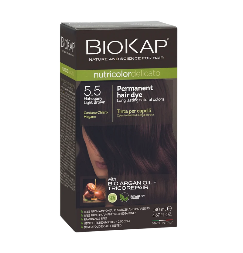 BIOKAP Nutricolor Delicato 5.5 Mahogany Light Brown Permanent Hair Dye 140ml