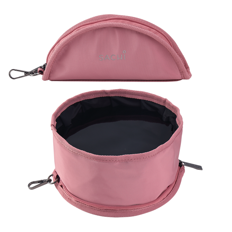 Sachi Pup Bowl Portable Folding Dog Bowl Blush