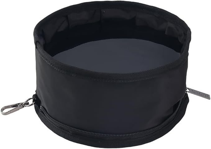 Sachi PupBowl Portable Collapsible Dog Bowl - Black | Travel Water & Food Dish for Puppies & Small Dogs