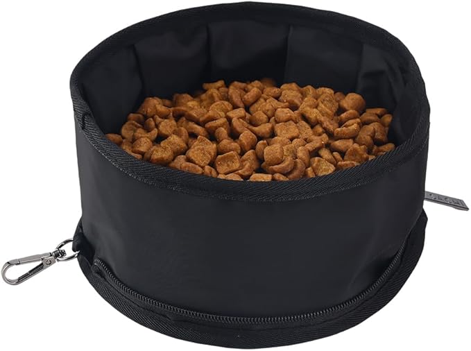 Sachi PupBowl Portable Collapsible Dog Bowl - Black | Travel Water & Food Dish for Puppies & Small Dogs