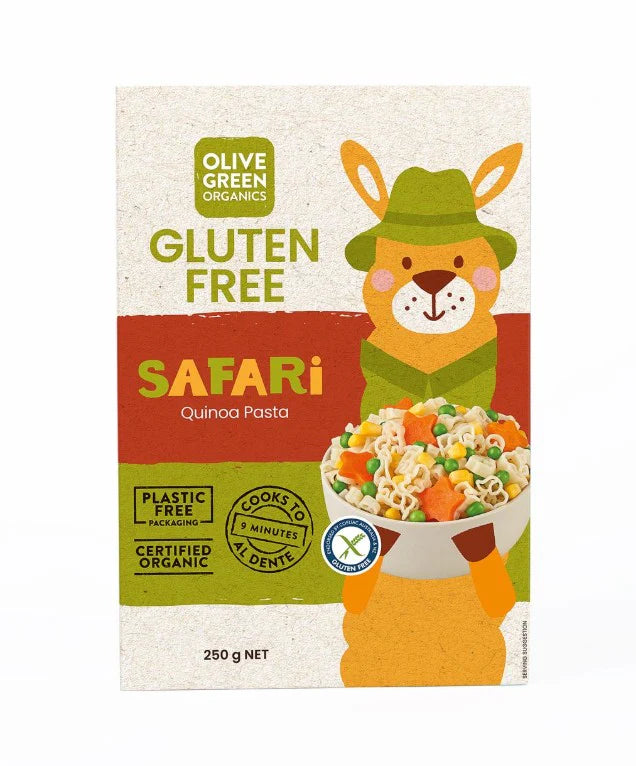 Olive Green Organics Gluten Free Quinoa & Rice Safari Pasta 250g – Fun Kids Pasta Shapes