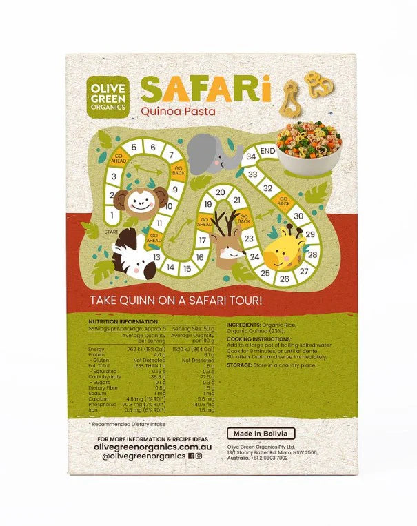 Olive Green Organics Gluten Free Quinoa & Rice Safari Pasta 250g – Fun Kids Pasta Shapes