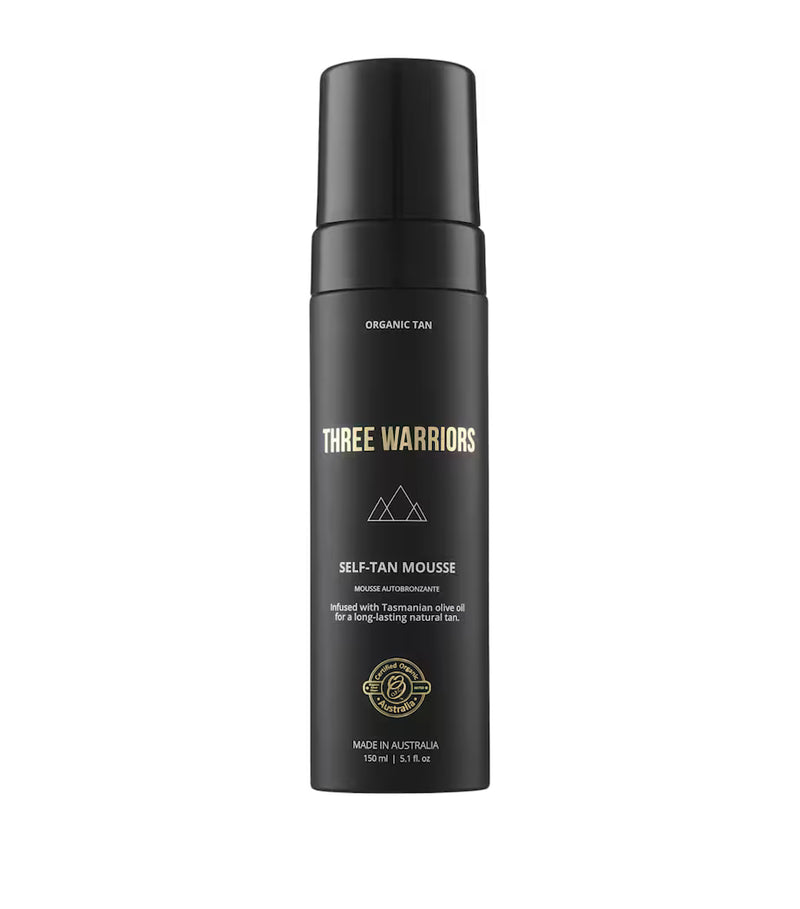 Three Warriors Self-Tan Mousse 150ml – Natural Looking Streak-Free Self Tanner for Face & Body
