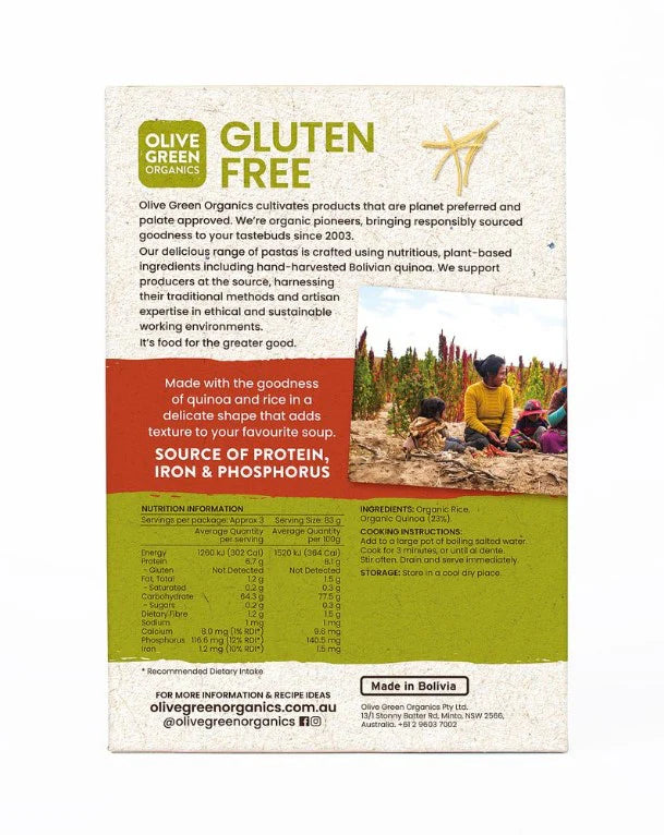 Olive Green Organics Gluten Free Pasta Quinoa & Rice Angel Hair for Soup 250g