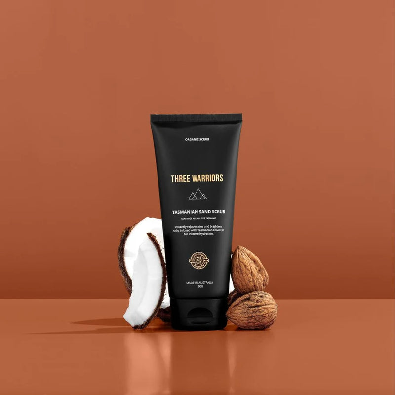 Three Warriors Exfoliating Sand Scrub 150g – Natural Body & Face Scrub for Smooth Glowing Skin