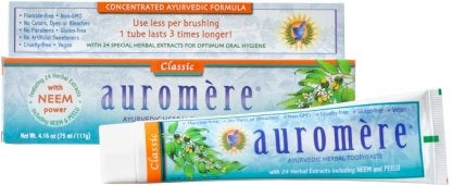 Auromere Ayurvedic Toothpaste Classic Licorice fluoride Free 117g