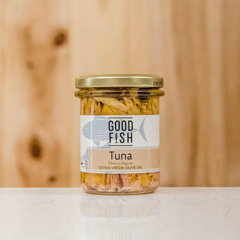 Olive Green Organics Good Fish Tuna Fillets 195g – In Organic Extra Virgin Olive Oil