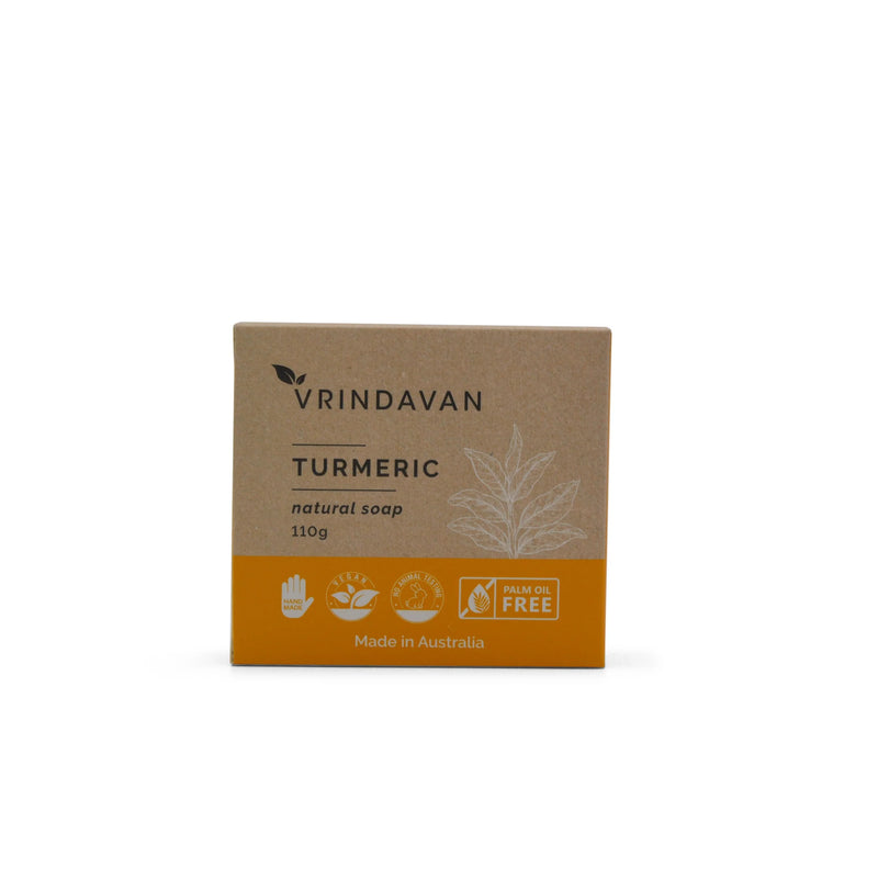 Vrindavan Turmeric Natural Soap Bar 110g - Fragrance-Free Turmeric Glow for Sensitive Skin | Palm-Free & Moisturizing