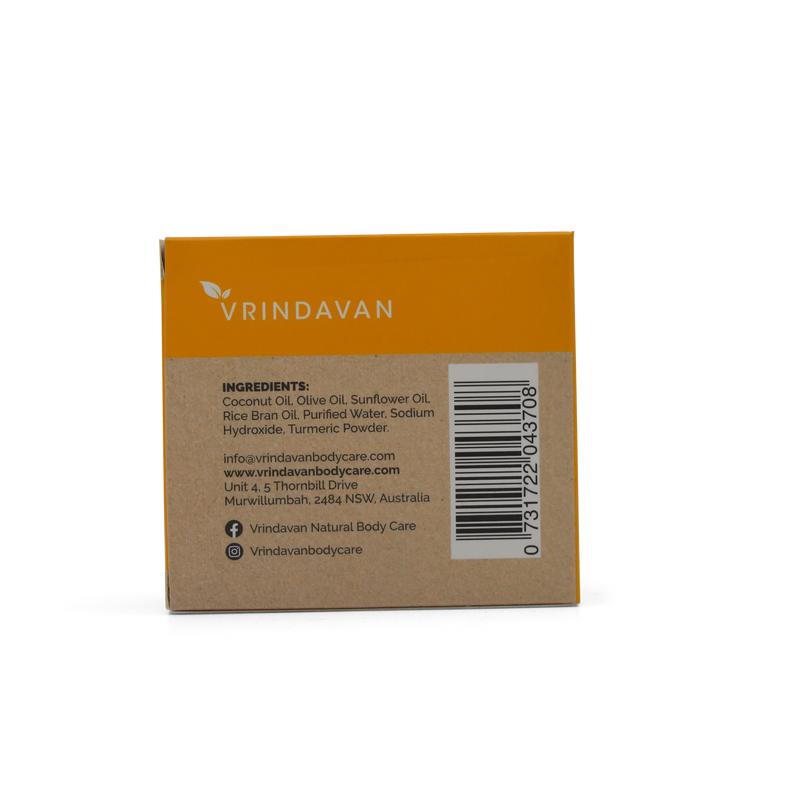 Vrindavan Turmeric Natural Soap Bar 110g - Fragrance-Free Turmeric Glow for Sensitive Skin | Palm-Free & Moisturizing
