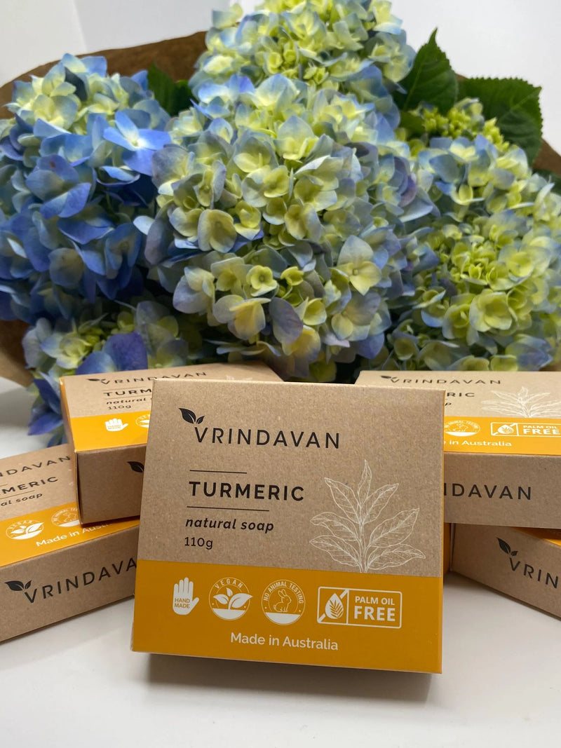 Vrindavan Turmeric Natural Soap Bar 110g - Fragrance-Free Turmeric Glow for Sensitive Skin | Palm-Free & Moisturizing