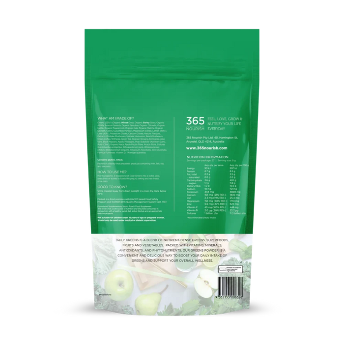 365 Nourish Daily Greens Lemon Lime 250g