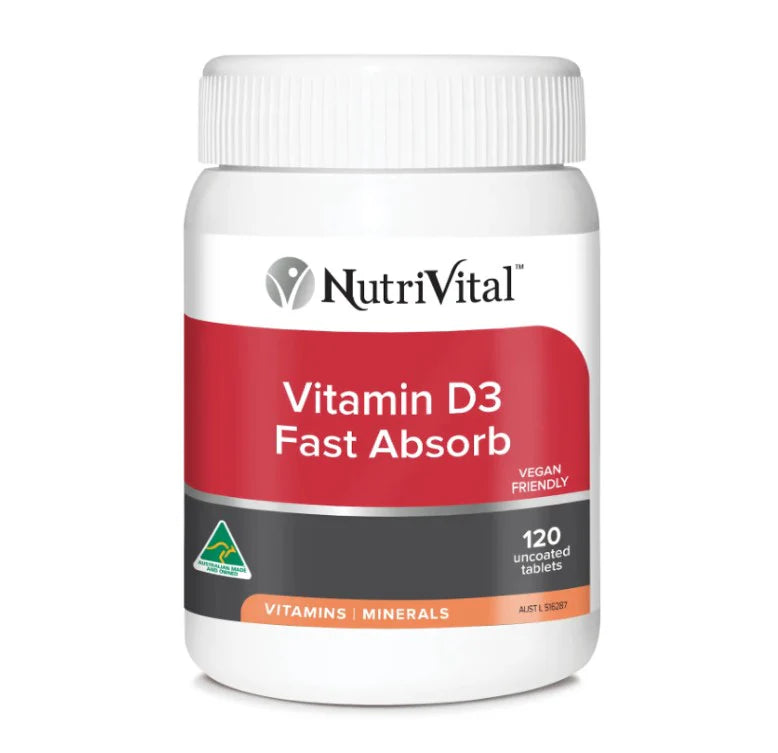NutriVital Vitamin D3 Fast Absorb 120 Tablets – High Strength Vitamin D for Immunity, Bones & Muscle Health