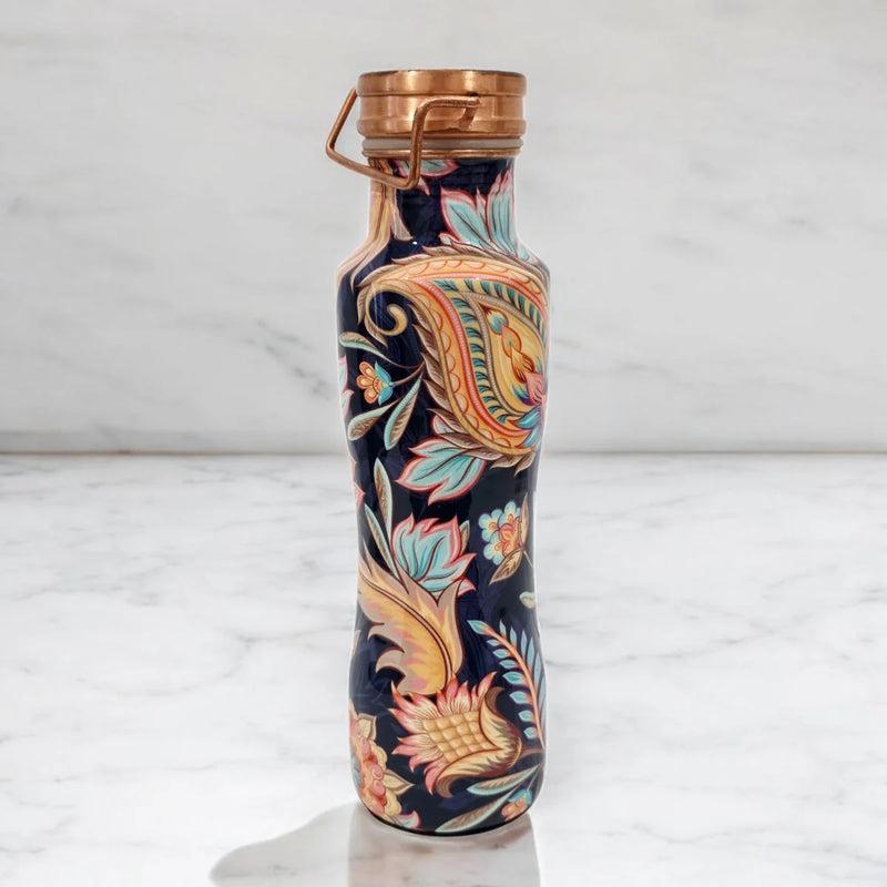 Zurit Copper Water Bottle 800ml Blue Blossom/Floral