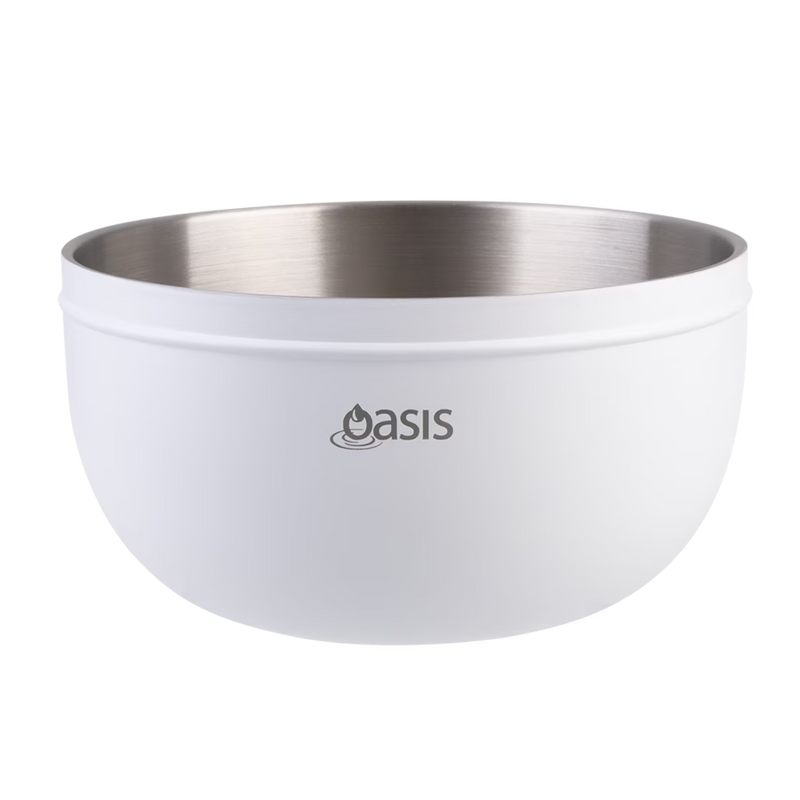 Oasis Stainless Steel Double Wall Salad Bowl White 2.8L