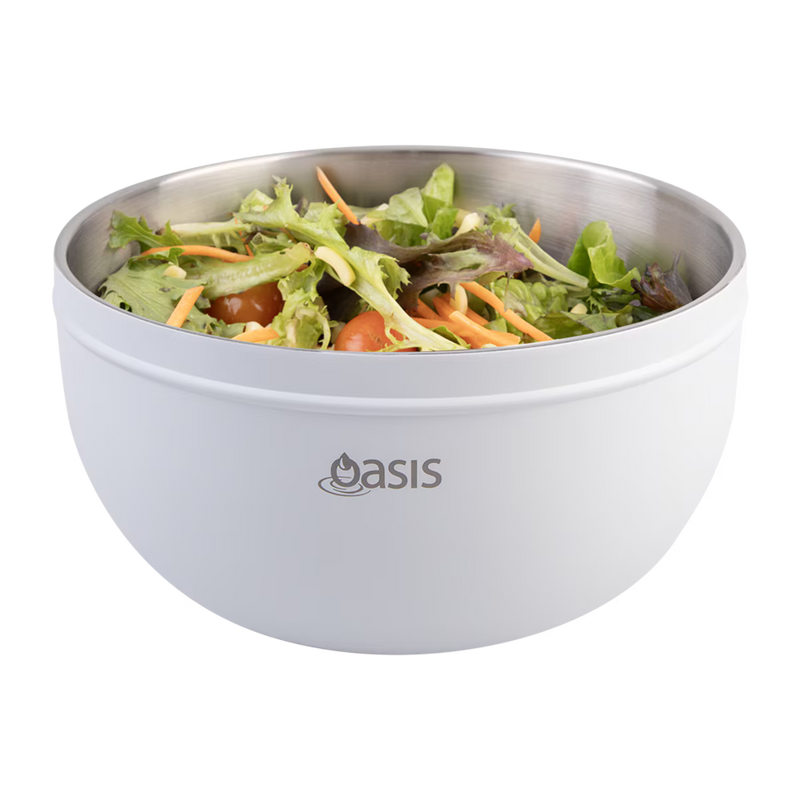 Oasis Stainless Steel Double Wall Salad Bowl White 2.8L