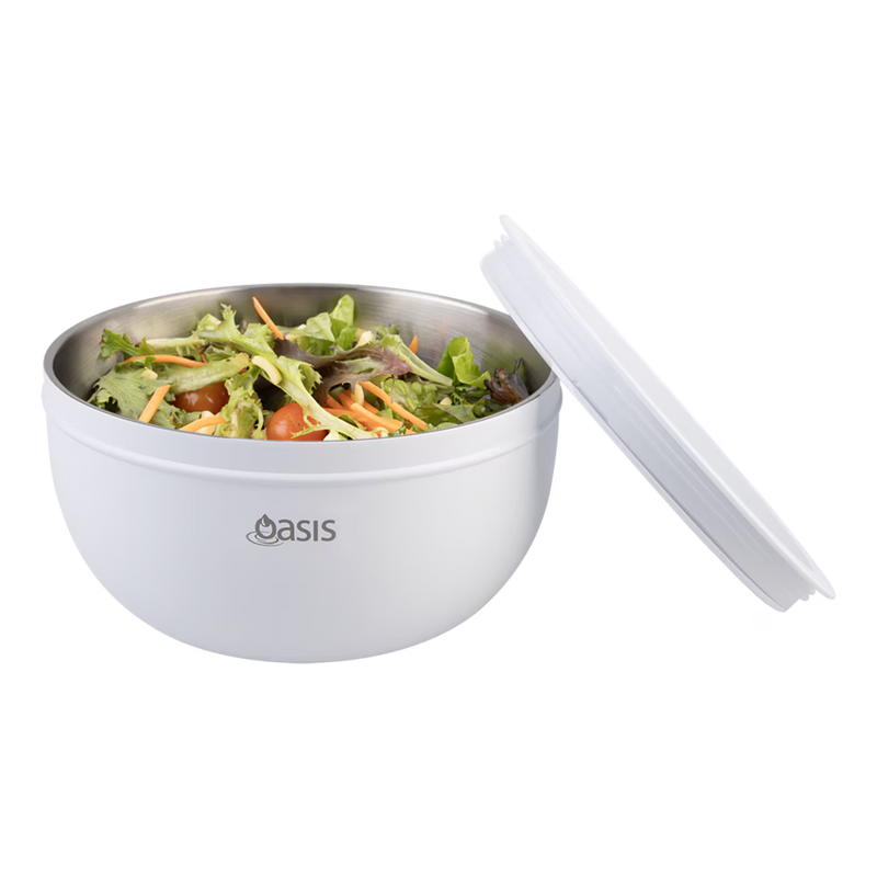 Oasis Stainless Steel Double Wall Salad Bowl White 2.8L
