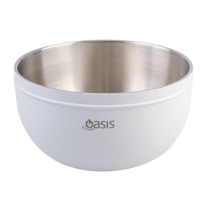 Oasis Stainless Steel Double Wall Salad Bowl White 2.8L