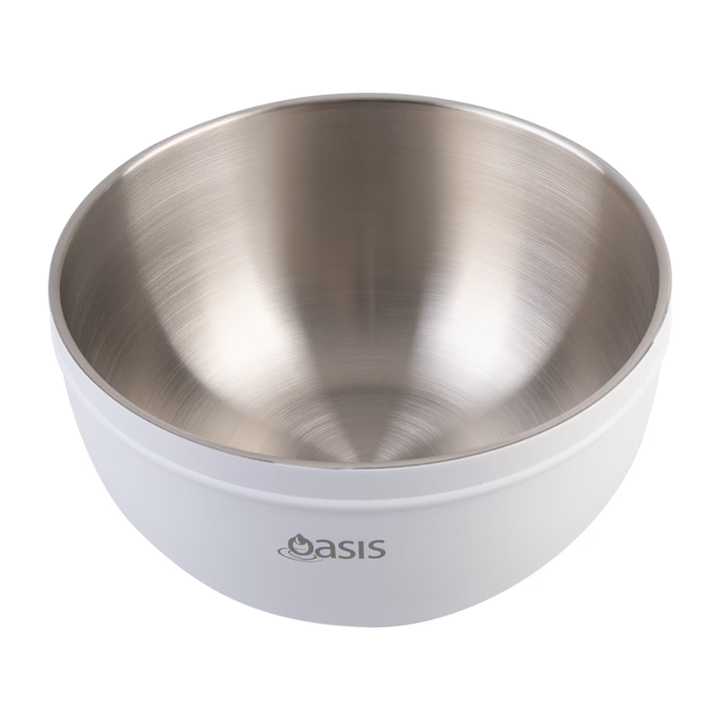 Oasis Stainless Steel Double Wall Salad Bowl White 2.8L