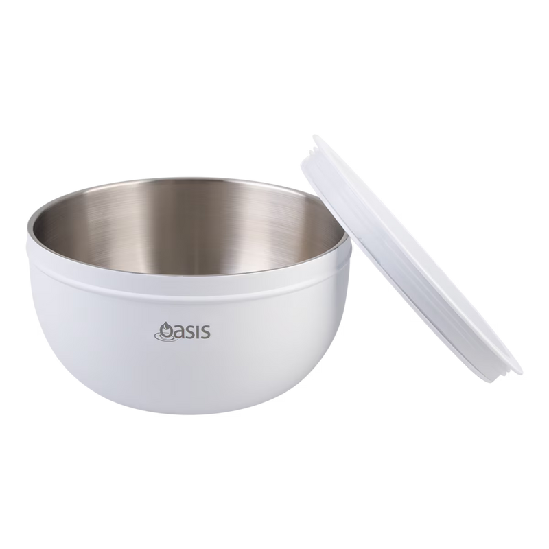 Oasis Stainless Steel Double Wall Salad Bowl White 2.8L