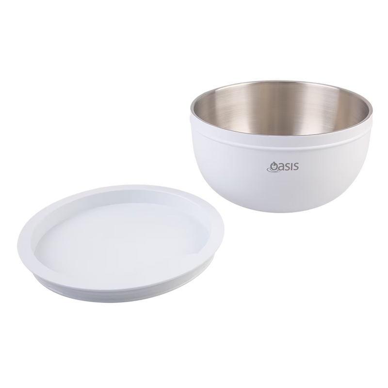 Oasis Stainless Steel Double Wall Salad Bowl White 2.8L