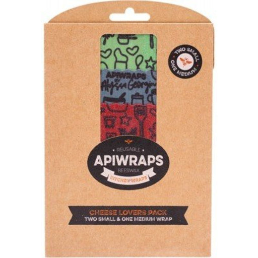 APIWRAPS Reusable Beeswax Wraps - Cheese 2 X Sml & 1 X Med Designs Vary 3 - Go Vita Burwood