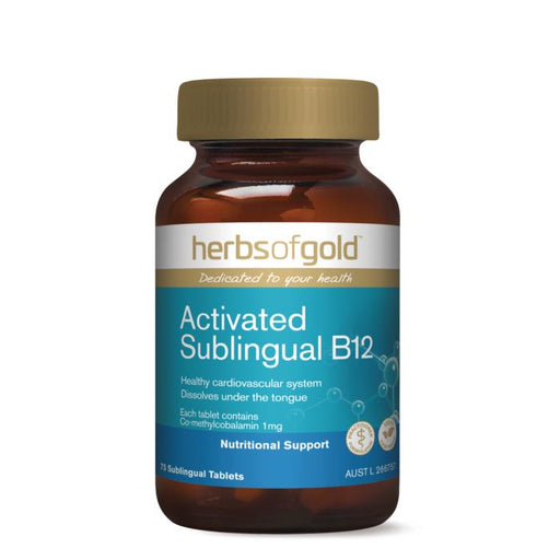 HERBS OF GOLD Activated Sublingual B12 75tab - Go Vita Burwood