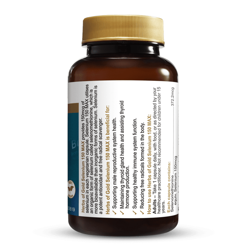 HERBS OF GOLD Selenium 150 MAX 60 Caps - Go Vita Burwood
