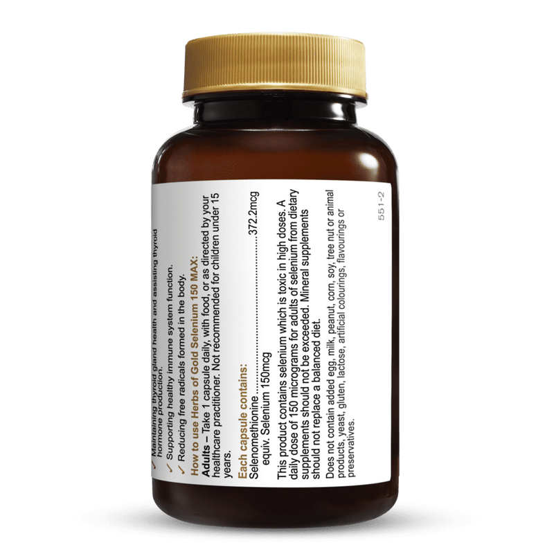 HERBS OF GOLD Selenium 150 MAX 60 Caps - Go Vita Burwood