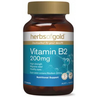 HERBS OF GOLD Vitamin B2 200mg 60 Tabs - Go Vita Burwood